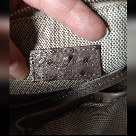 Dooney & Bourke Taupe Ostrich Embossed Leather Letter Carrier Crossbody Purse - Picture 6 of 10